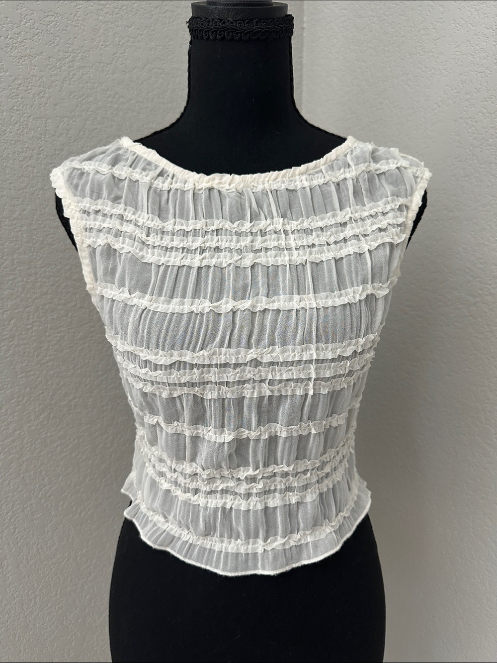 Cider Cream Ruffled Sheer Camisole